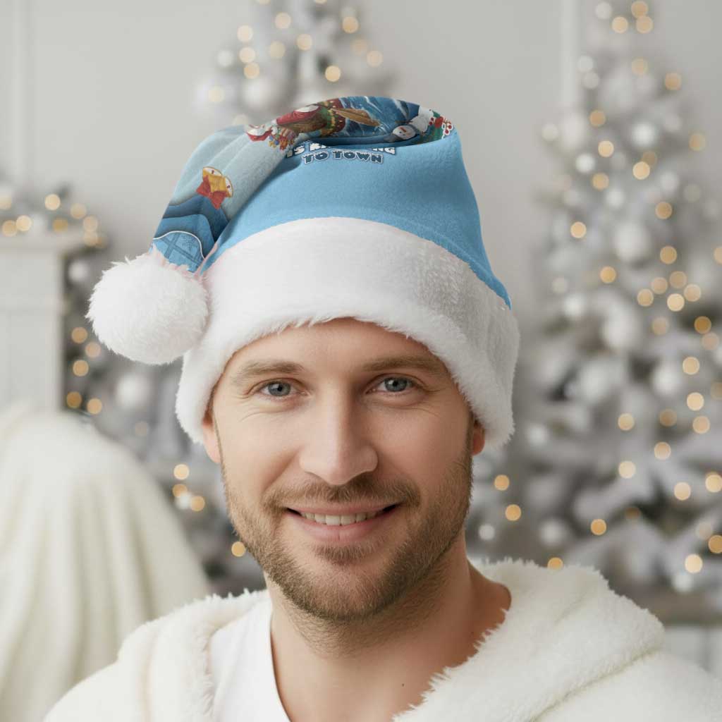 Santa Claus Is Kayaking To Town Christmas Santa Hat Merry Christmas - Wonder Print Shop