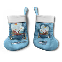 Santa Claus Is Kayaking To Town Christmas Stocking Merry Christmas - Wonder Print Shop