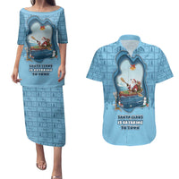 Santa Claus Is Kayaking To Town Couples Matching Puletasi and Hawaiian Shirt Merry Christmas - Wonder Print Shop