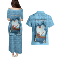 Santa Claus Is Kayaking To Town Couples Matching Puletasi and Hawaiian Shirt Merry Christmas - Wonder Print Shop