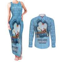 Santa Claus Is Kayaking To Town Couples Matching Tank Maxi Dress and Long Sleeve Button Shirt Merry Christmas - Wonder Print Shop