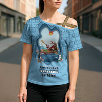 Santa Claus Is Kayaking To Town Cross Shoulder Shirt Merry Christmas - Wonder Print Shop