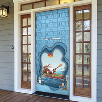Santa Claus Is Kayaking To Town Door Cover Merry Christmas - Wonder Print Shop