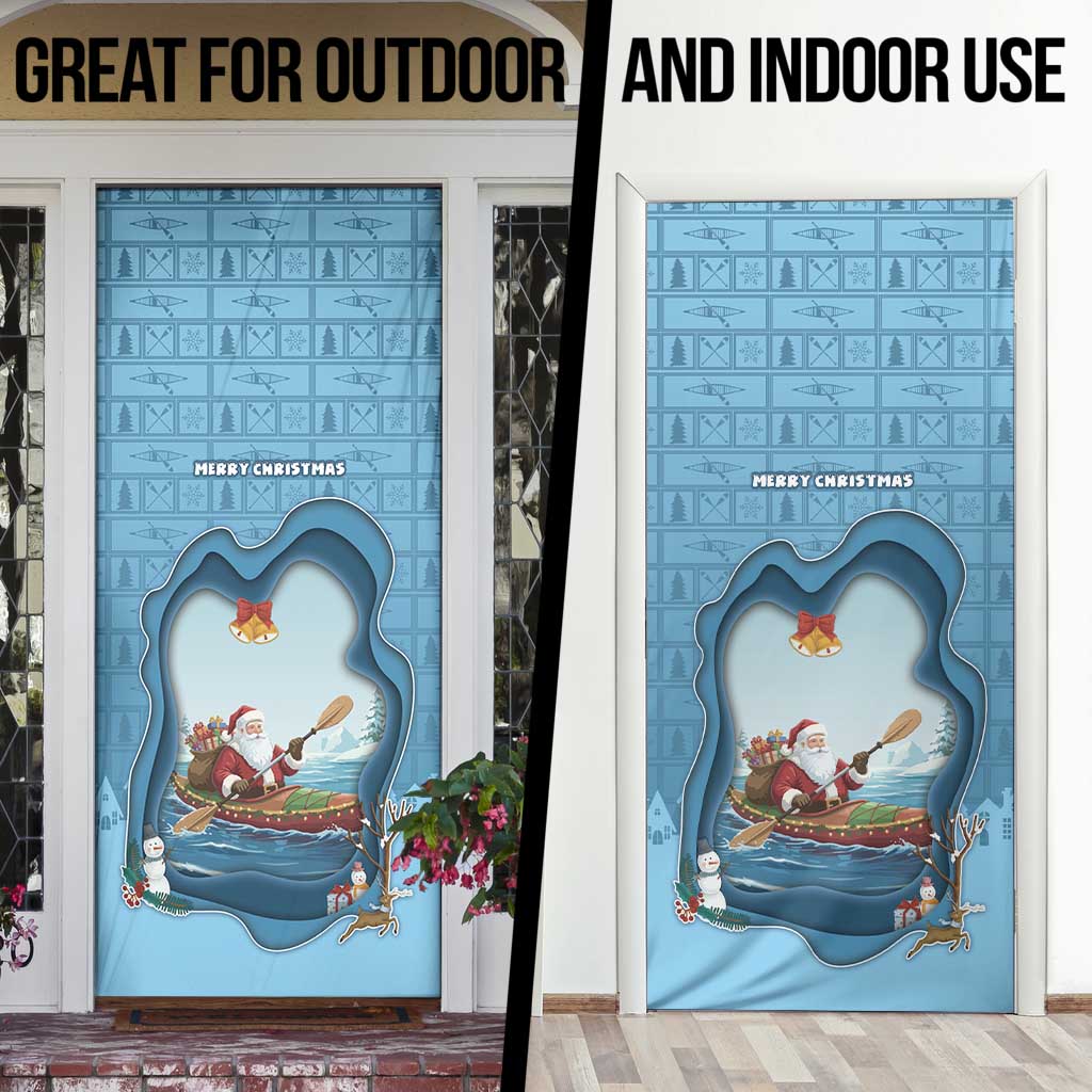 Santa Claus Is Kayaking To Town Door Cover Merry Christmas - Wonder Print Shop