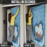 Santa Claus Is Kayaking To Town Door Cover Merry Christmas - Wonder Print Shop