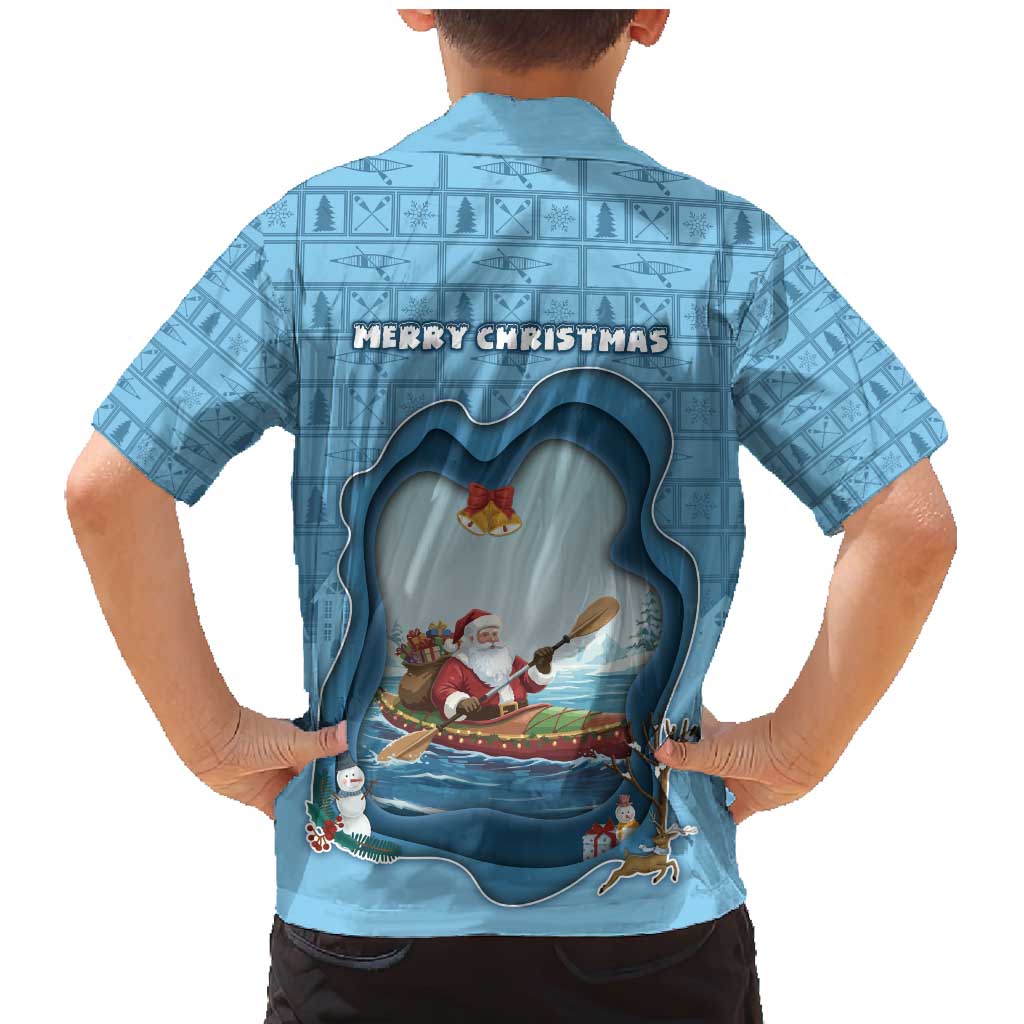 Santa Claus Is Kayaking To Town Family Matching Mermaid Dress and Hawaiian Shirt Merry Christmas - Wonder Print Shop