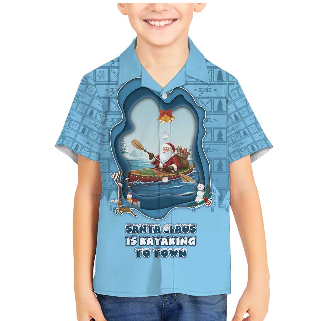 Santa Claus Is Kayaking To Town Family Matching Mermaid Dress and Hawaiian Shirt Merry Christmas - Wonder Print Shop