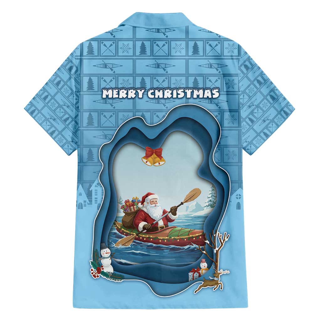 Santa Claus Is Kayaking To Town Family Matching Off Shoulder Maxi Dress and Hawaiian Shirt Merry Christmas - Wonder Print Shop