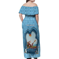 Santa Claus Is Kayaking To Town Family Matching Off Shoulder Maxi Dress and Hawaiian Shirt Merry Christmas - Wonder Print Shop