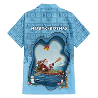 Santa Claus Is Kayaking To Town Family Matching Off Shoulder Short Dress and Hawaiian Shirt Merry Christmas - Wonder Print Shop