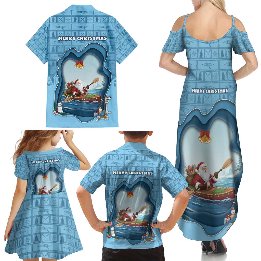 Santa Claus Is Kayaking To Town Family Matching Summer Maxi Dress and Hawaiian Shirt Merry Christmas - Wonder Print Shop