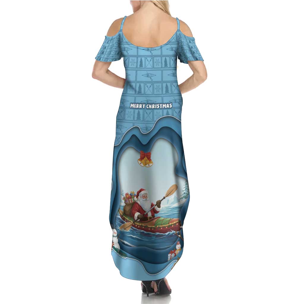 Santa Claus Is Kayaking To Town Family Matching Summer Maxi Dress and Hawaiian Shirt Merry Christmas - Wonder Print Shop