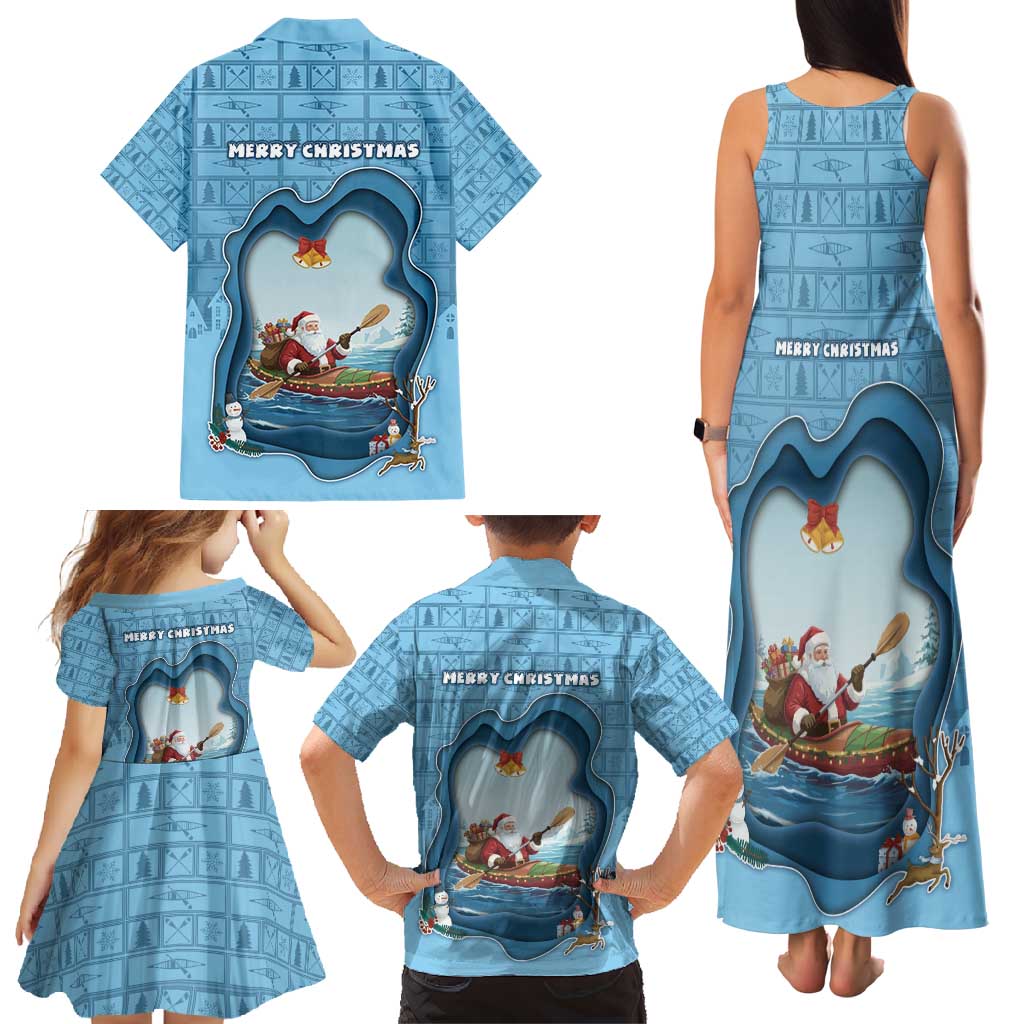 Santa Claus Is Kayaking To Town Family Matching Tank Maxi Dress and Hawaiian Shirt Merry Christmas - Wonder Print Shop