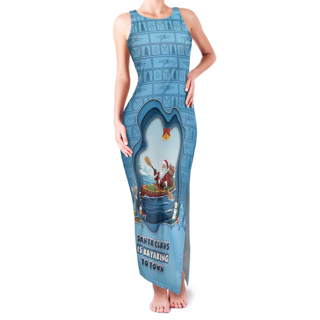 Santa Claus Is Kayaking To Town Family Matching Tank Maxi Dress and Hawaiian Shirt Merry Christmas - Wonder Print Shop