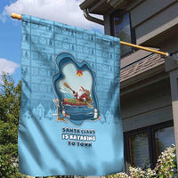 Santa Claus Is Kayaking To Town Garden Flag Merry Christmas - Wonder Print Shop
