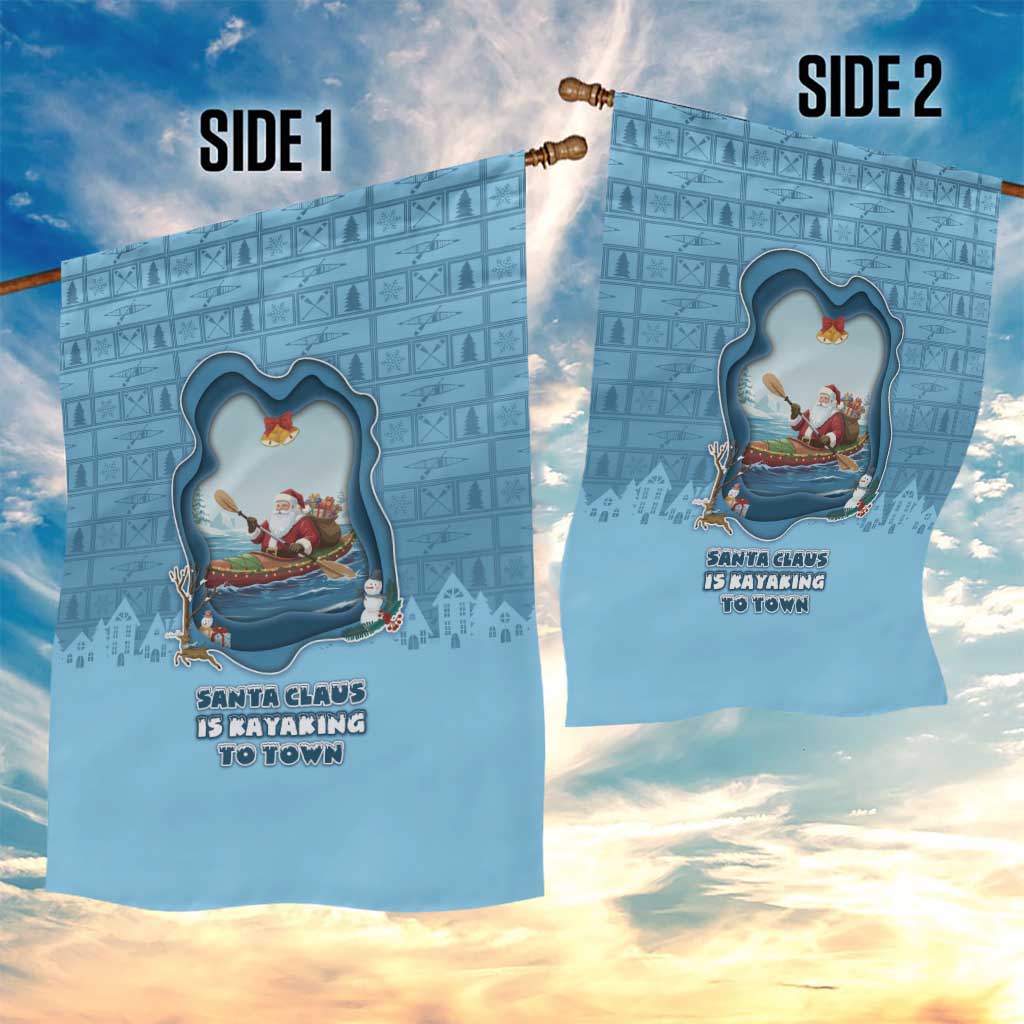 Santa Claus Is Kayaking To Town Garden Flag Merry Christmas - Wonder Print Shop
