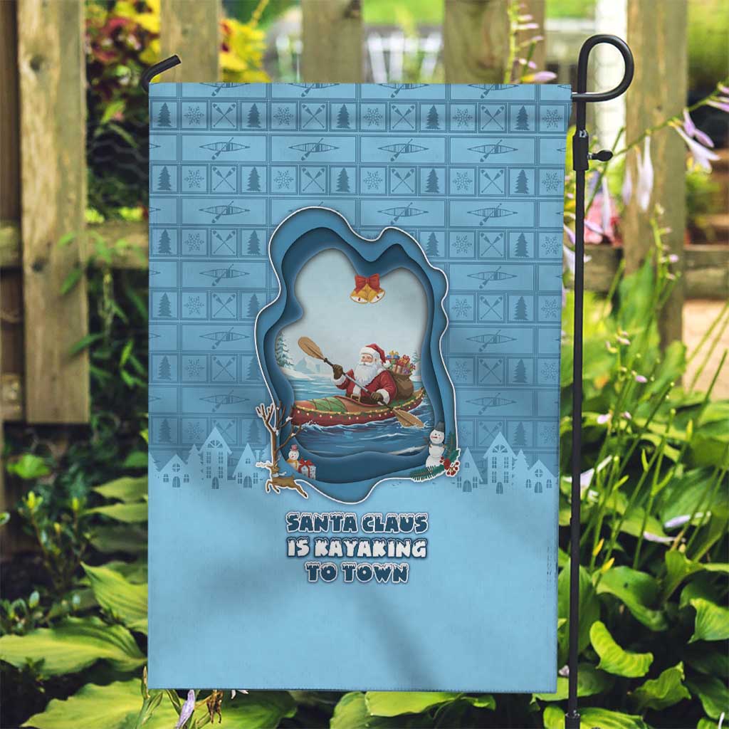 Santa Claus Is Kayaking To Town Garden Flag Merry Christmas - Wonder Print Shop
