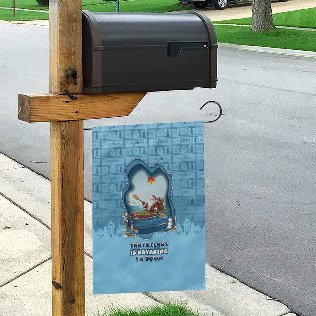 Santa Claus Is Kayaking To Town Garden Flag Merry Christmas - Wonder Print Shop