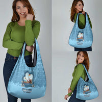 Santa Claus Is Kayaking To Town Grocery Bag Merry Christmas - Wonder Print Shop