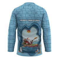 Santa Claus Is Kayaking To Town Hockey Jersey Merry Christmas - Wonder Print Shop