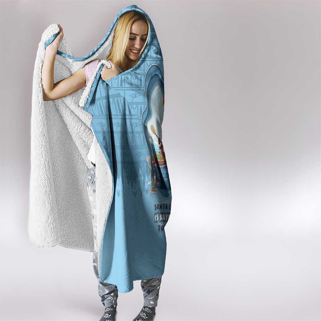 Santa Claus Is Kayaking To Town Hooded Blanket Merry Christmas - Wonder Print Shop