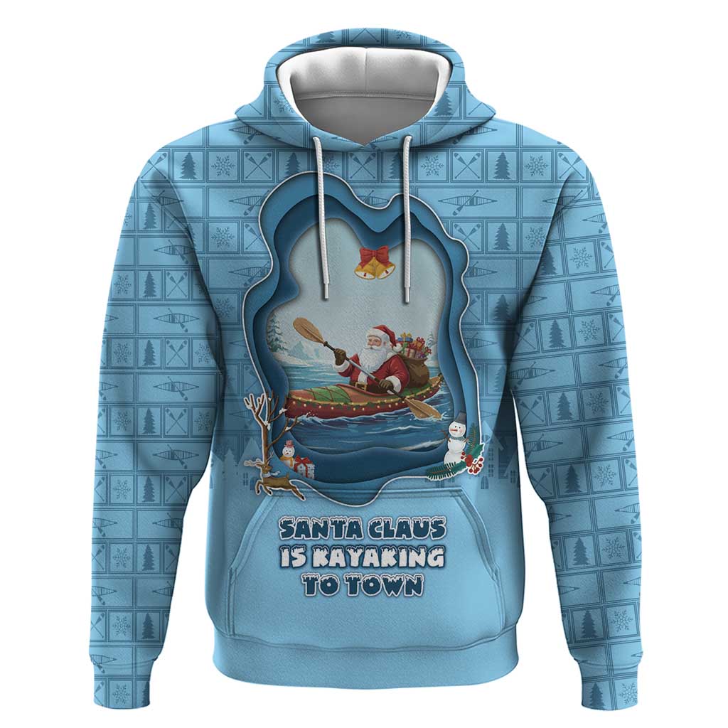 Santa Claus Is Kayaking To Town Hoodie Merry Christmas - Wonder Print Shop