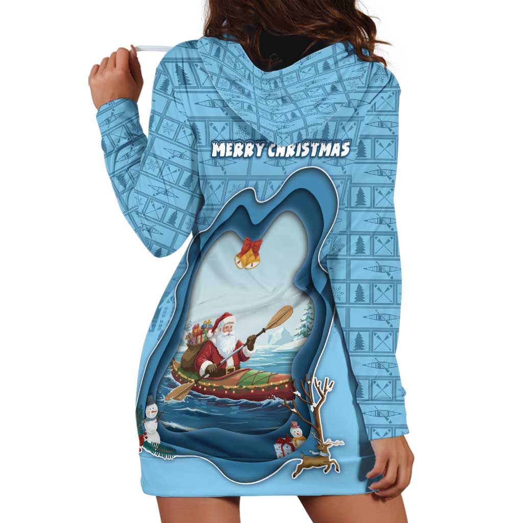 Santa Claus Is Kayaking To Town Hoodie Dress Merry Christmas - Wonder Print Shop