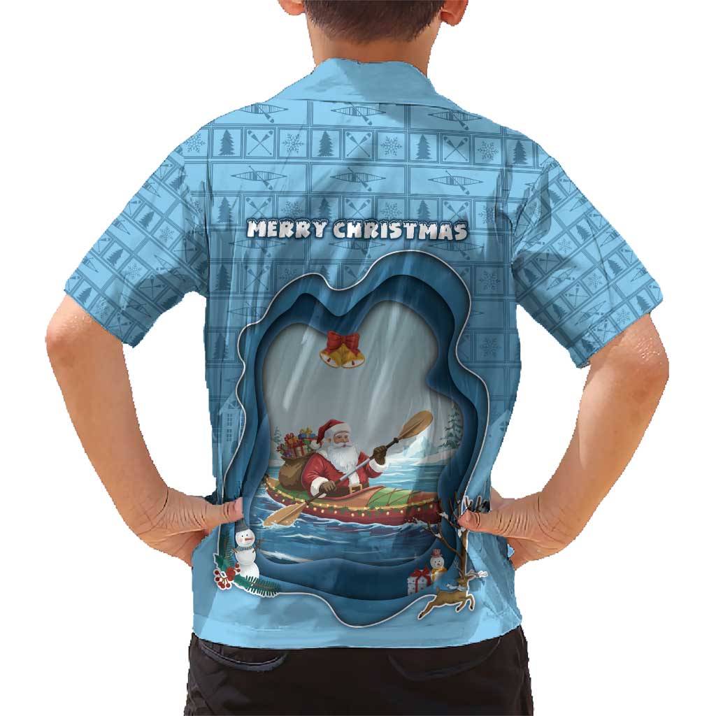 Santa Claus Is Kayaking To Town Kid Hawaiian Shirt Merry Christmas - Wonder Print Shop
