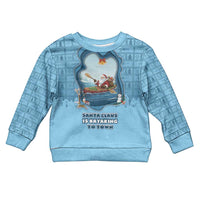 Santa Claus Is Kayaking To Town Kid Ugly Christmas Sweater Merry Christmas - Wonder Print Shop
