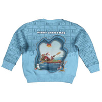 Santa Claus Is Kayaking To Town Kid Ugly Christmas Sweater Merry Christmas - Wonder Print Shop