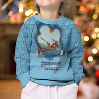 Santa Claus Is Kayaking To Town Kid Ugly Christmas Sweater Merry Christmas - Wonder Print Shop