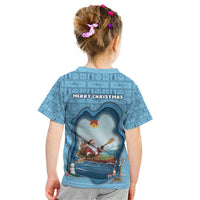 Santa Claus Is Kayaking To Town Kid T Shirt Merry Christmas - Wonder Print Shop