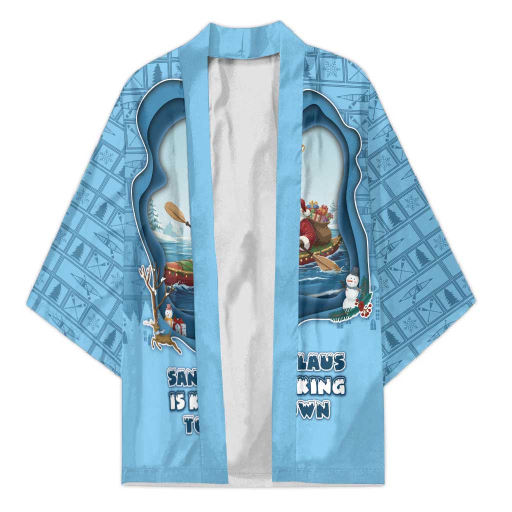 Santa Claus Is Kayaking To Town Kimono Merry Christmas - Wonder Print Shop