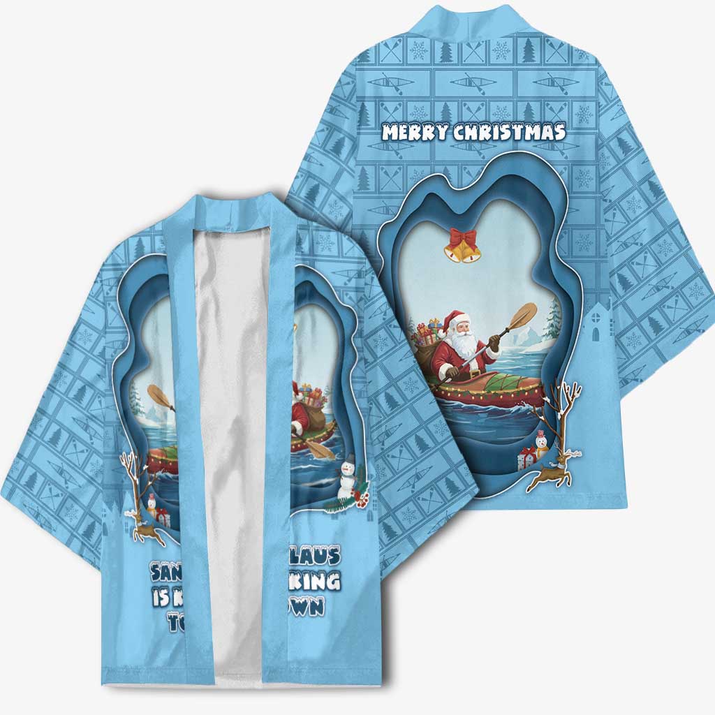Santa Claus Is Kayaking To Town Kimono Merry Christmas - Wonder Print Shop