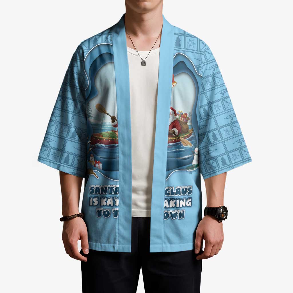 Santa Claus Is Kayaking To Town Kimono Merry Christmas - Wonder Print Shop