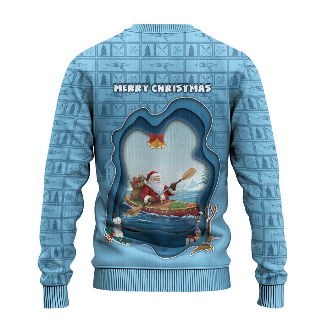 Santa Claus Is Kayaking To Town Ugly Christmas Sweater Merry Christmas - Wonder Print Shop