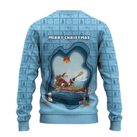 Santa Claus Is Kayaking To Town Ugly Christmas Sweater Merry Christmas - Wonder Print Shop