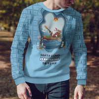 Santa Claus Is Kayaking To Town Ugly Christmas Sweater Merry Christmas - Wonder Print Shop