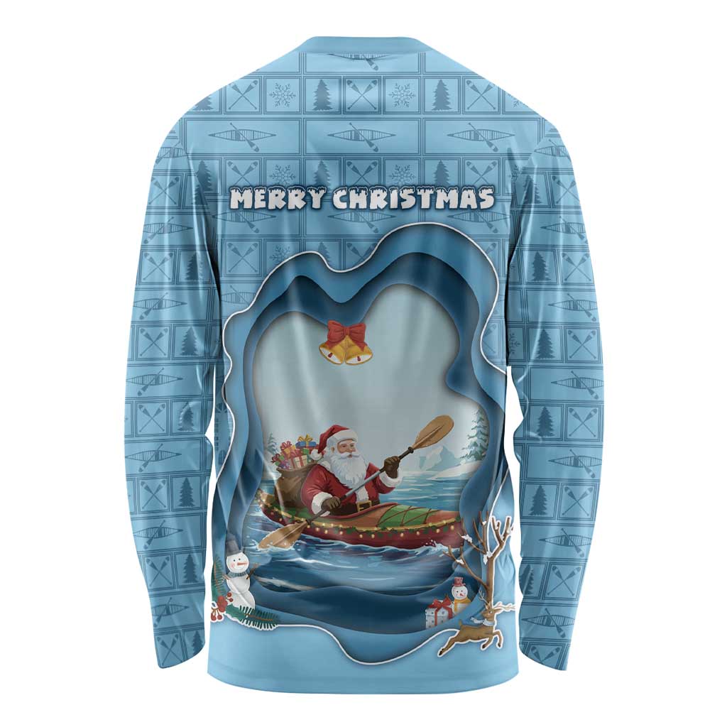 Santa Claus Is Kayaking To Town Long Sleeve Shirt Merry Christmas - Wonder Print Shop