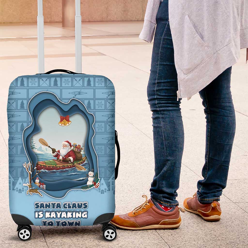 Santa Claus Is Kayaking To Town Luggage Cover Merry Christmas - Wonder Print Shop