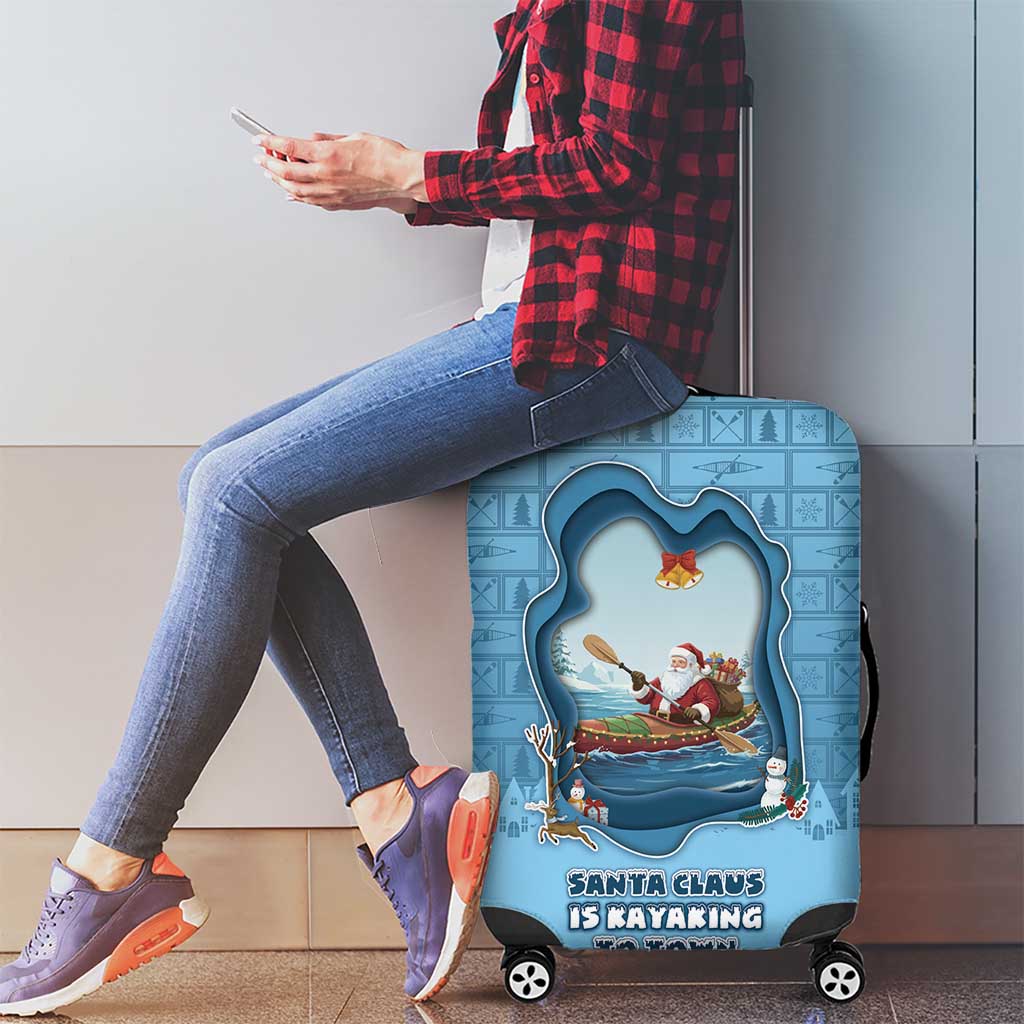 Santa Claus Is Kayaking To Town Luggage Cover Merry Christmas - Wonder Print Shop