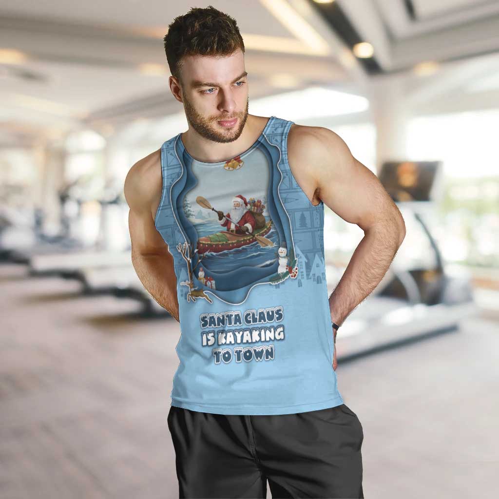 Santa Claus Is Kayaking To Town Men Tank Top Merry Christmas - Wonder Print Shop
