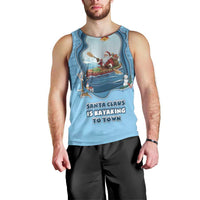 Santa Claus Is Kayaking To Town Men Tank Top Merry Christmas - Wonder Print Shop