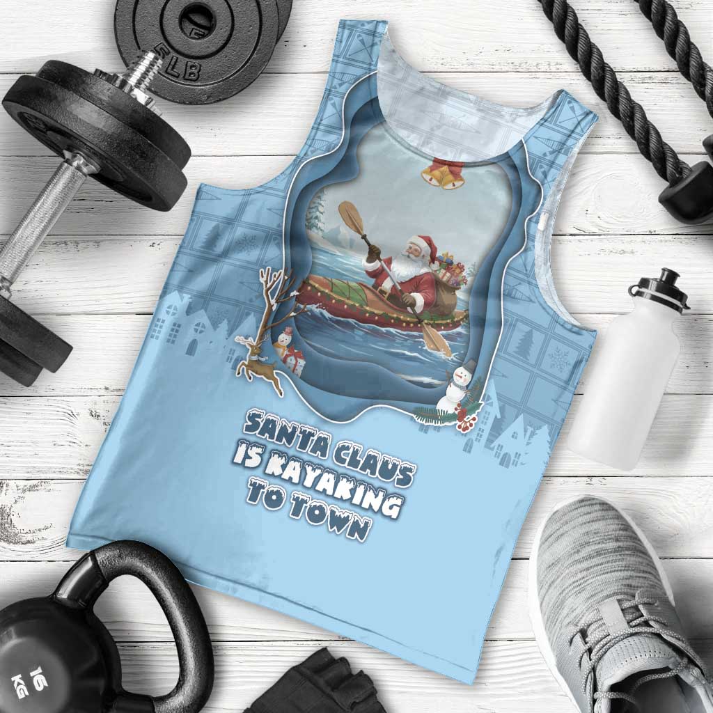 Santa Claus Is Kayaking To Town Men Tank Top Merry Christmas - Wonder Print Shop