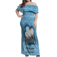 Santa Claus Is Kayaking To Town Off Shoulder Maxi Dress Merry Christmas - Wonder Print Shop