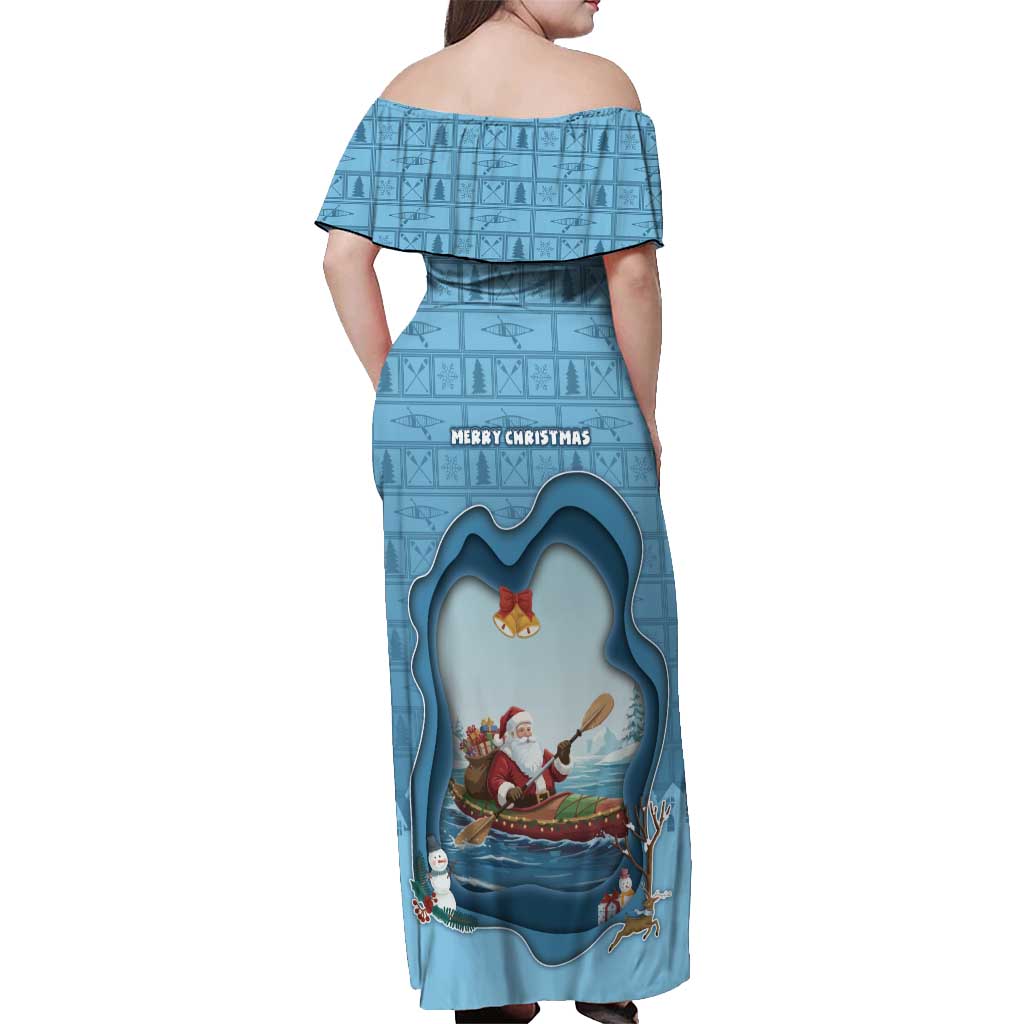 Santa Claus Is Kayaking To Town Off Shoulder Maxi Dress Merry Christmas - Wonder Print Shop