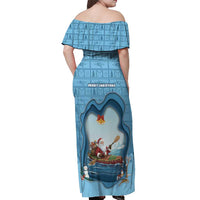 Santa Claus Is Kayaking To Town Off Shoulder Maxi Dress Merry Christmas - Wonder Print Shop