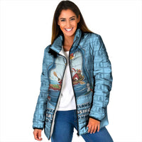 Santa Claus Is Kayaking To Town Padded Jacket Merry Christmas - Wonder Print Shop