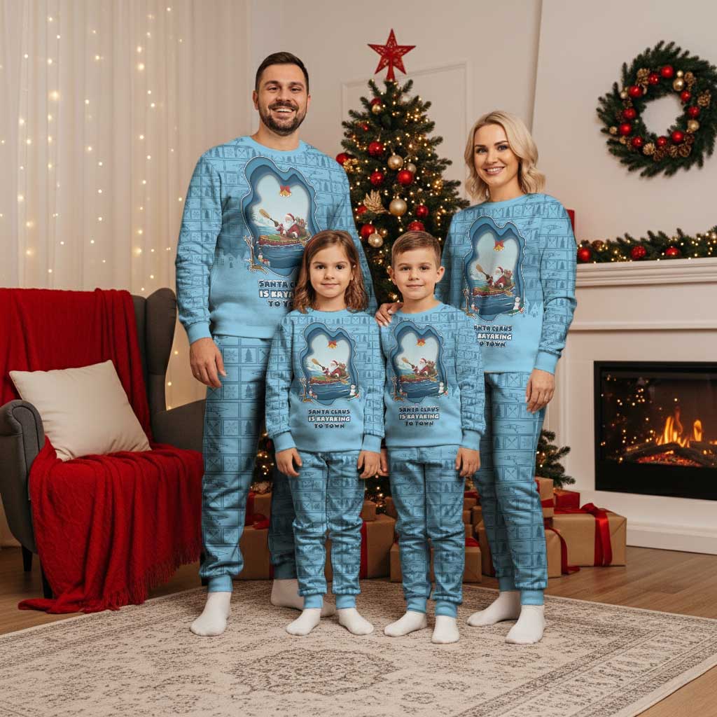 Santa Claus Is Kayaking To Town Christmas Pajama Set Merry Christmas - Wonder Print Shop
