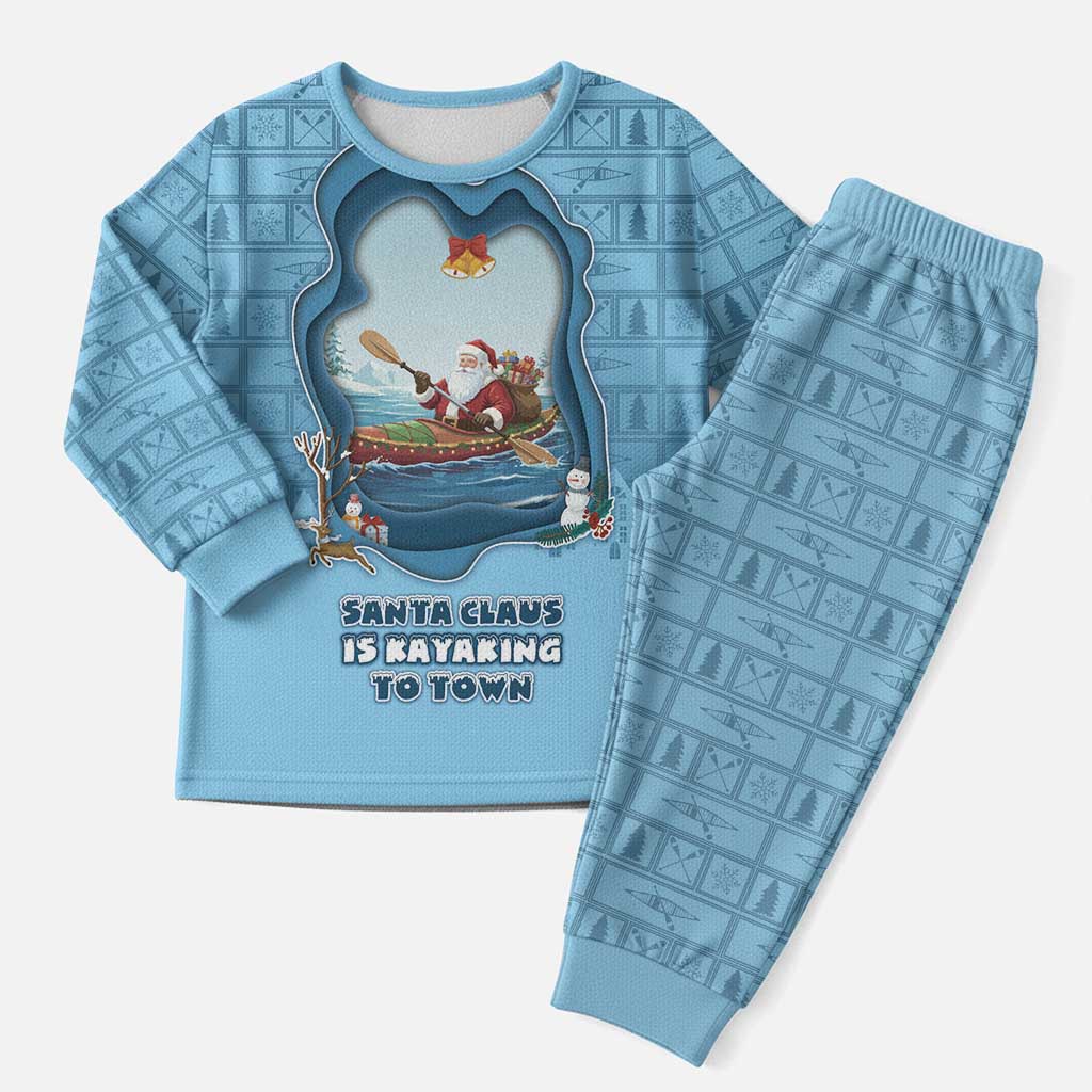 Santa Claus Is Kayaking To Town Christmas Pajama Set Merry Christmas - Wonder Print Shop